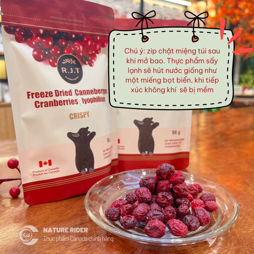 Nam Việt Quất sấy lạnh CRANBERRY - R.J.T FREEZE DRIED CRANBERRIES 50gr