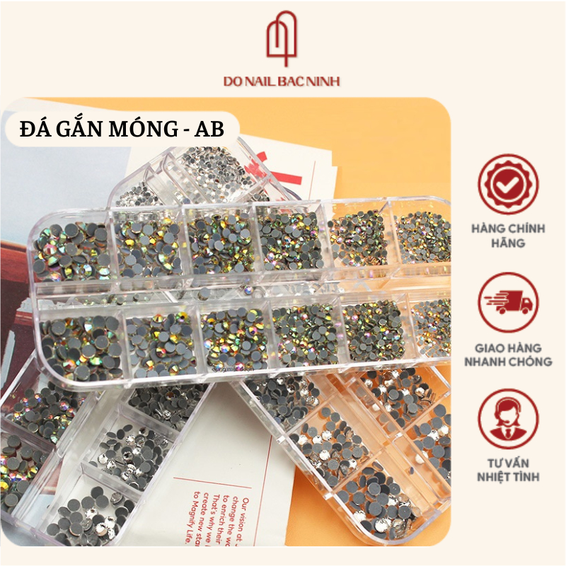 Khay đá chân keo lưới gắn móng màu AB, đá sáng cam kết không bong chân (khay mix size)