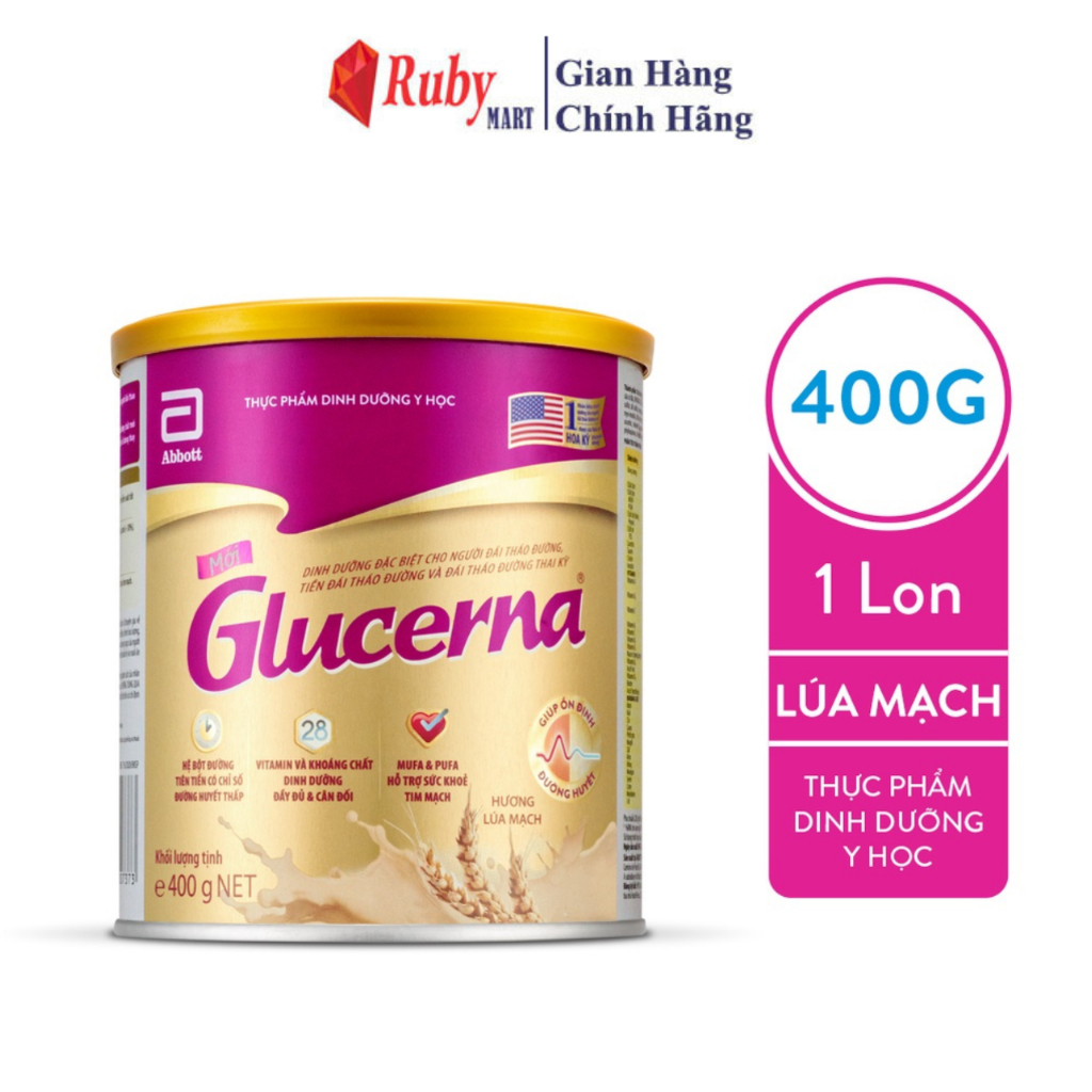[Date T2/25]Sữa bột dành cho người bị tiểu đường Glucerna Abbott 400g Hương Lúa mạch