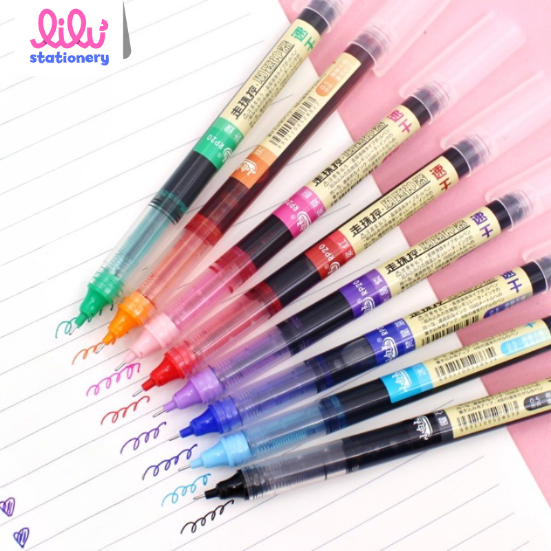 Bút bi nước mực gel nhanh khô ngòi 0.5mm dùng cho học sinh văn phòng