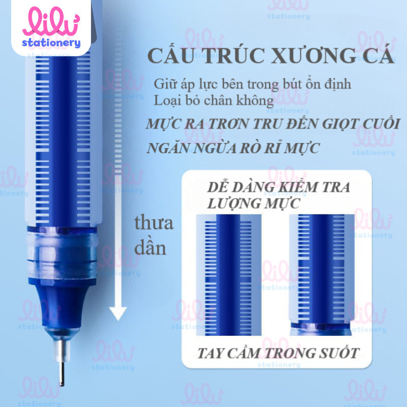 Bút bi nước mực gel nhanh khô ngòi 0.5mm dùng cho học sinh văn phòng