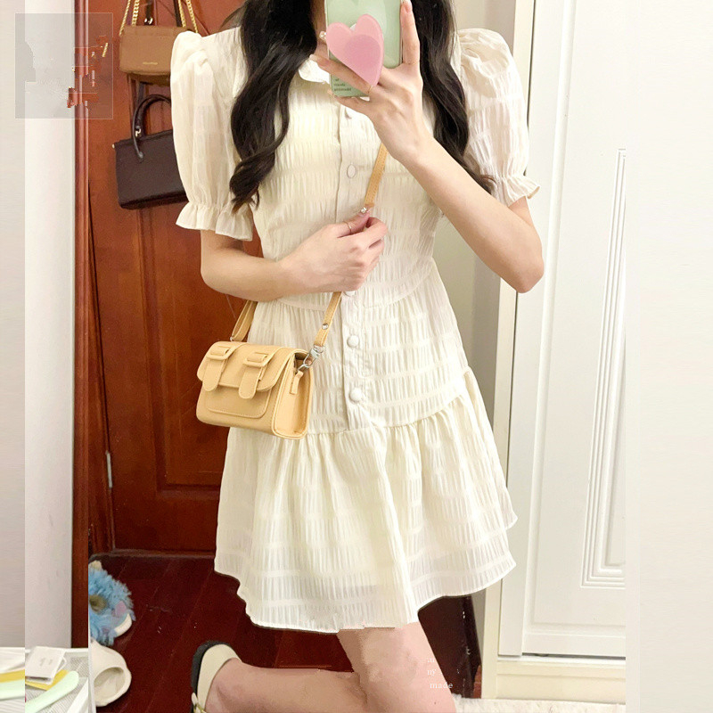 Đầm/váy cổ sơ mi, váy polo ngắn đi chơi đi biển sang chảnh vải xốp (2 lớp) | BigBuy360 - bigbuy360.vn