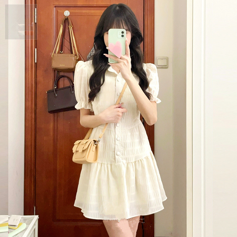 Đầm/váy cổ sơ mi, váy polo ngắn đi chơi đi biển sang chảnh vải xốp (2 lớp) | BigBuy360 - bigbuy360.vn