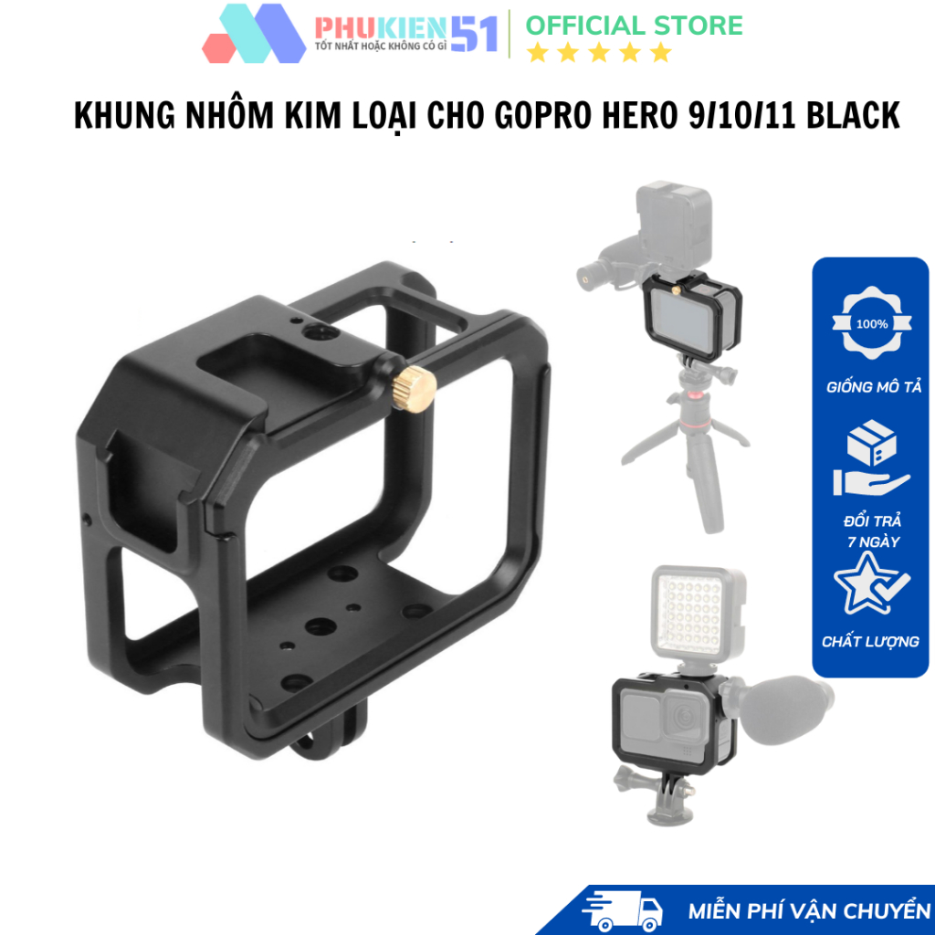 Khung Nhôm Siêu Nhẹ Cho Gopro 9/10/11- Khung bảo vệ Gopro- Phụ kiện cam hành trình giá rẻ