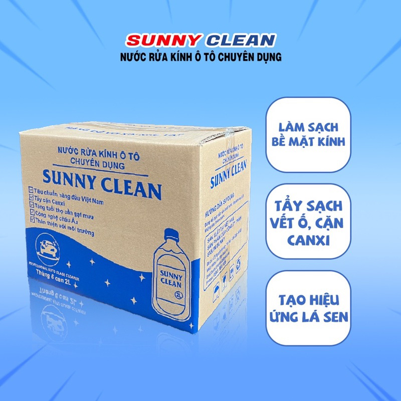 1 thùng 6 can 2 lít - Nước rửa kính chuyên dụng chính hãng sunnyclean,ko dùng viên sủi,ko gây tắc bình