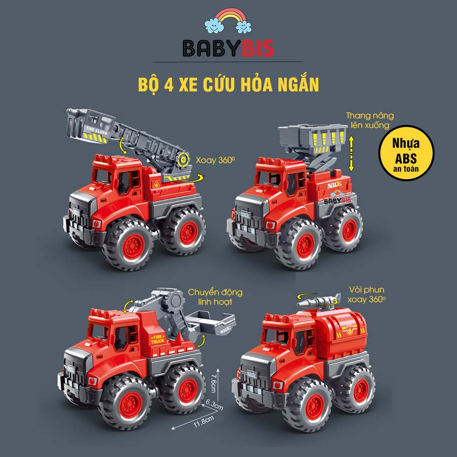 Đồ chơi mô hình xe công trình xây dựng cho bé nhựa ABS an toàn, bền đẹp rất nhiều loại xe kiểu dáng|Babybis