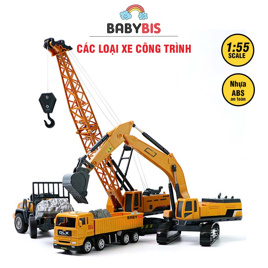 Đồ chơi mô hình xe công trình xây dựng cho bé nhựa ABS an toàn, bền đẹp rất nhiều loại xe kiểu dáng|Babybis