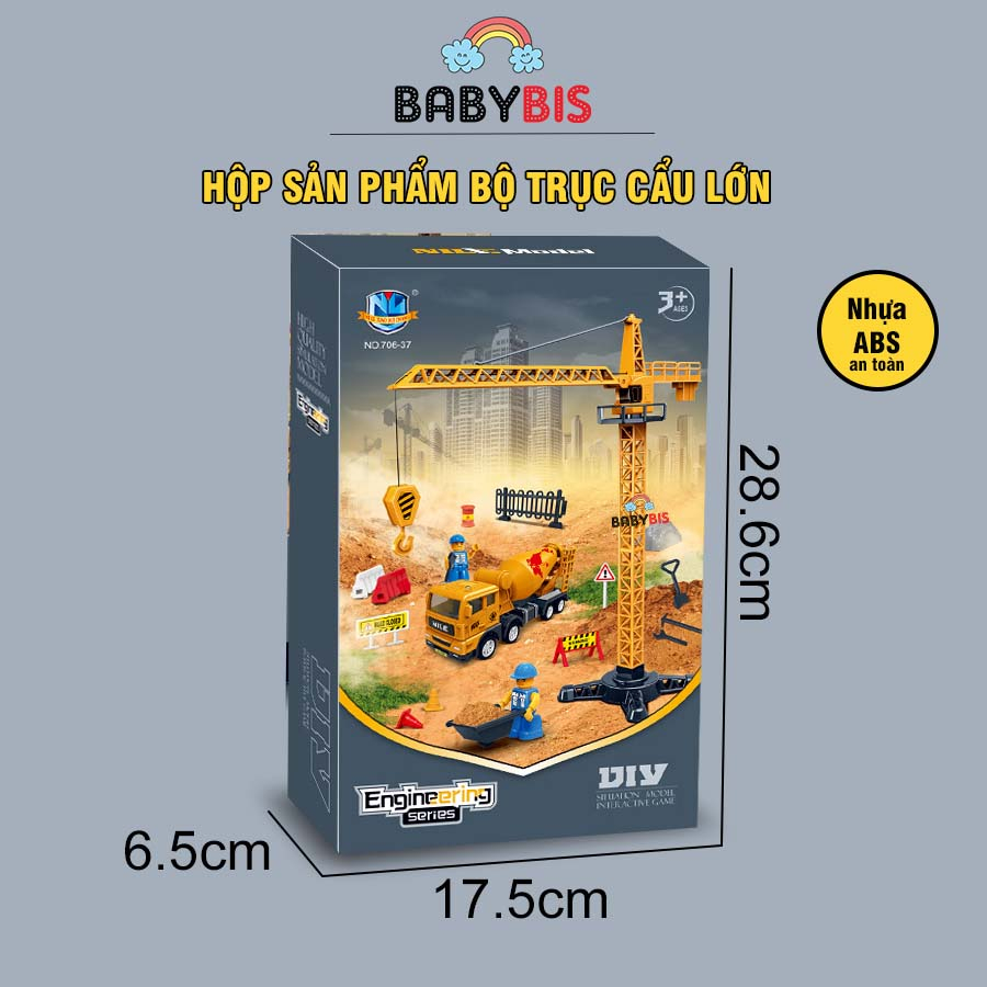 Đồ chơi mô hình xe công trình xây dựng cho bé nhựa ABS an toàn, bền đẹp rất nhiều loại xe kiểu dáng|Babybis