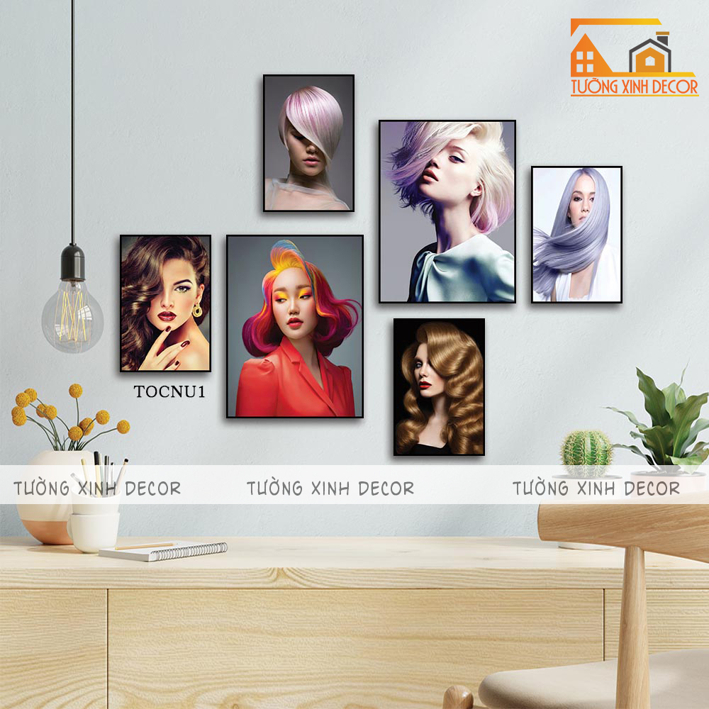 BỘ 6 TRANH SALON TÓC NỮ SIÊU ĐẸP - TRANG TRÍ TIỆM TÓC