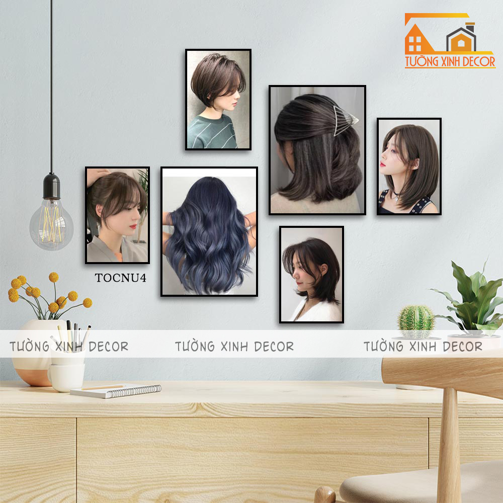 BỘ 6 TRANH SALON TÓC NỮ SIÊU ĐẸP - TRANG TRÍ TIỆM TÓC