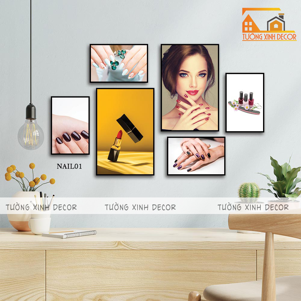 BỘ 6 TRANH NAIL MAKEUP - Trang trí SPA -Nail