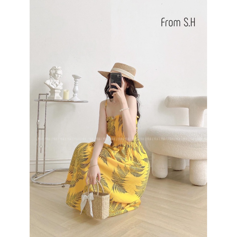 VÁY ĐI BIỂN- VÁY ĐŨI 2 DÂY CHUN NGỰC- SET VÁY ÁO ĐI BIỂN HOA LÁ