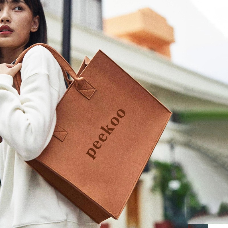 Túi nỉ có nút bấm PEEKOO Size 40cm hottrend đi biển, đi du lịch
