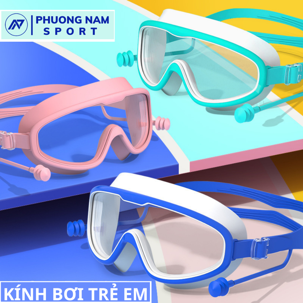 Kính bơi trẻ em chính hãng HAIZID cao cấp chống nước,chống  sương mù kèm bịt tai