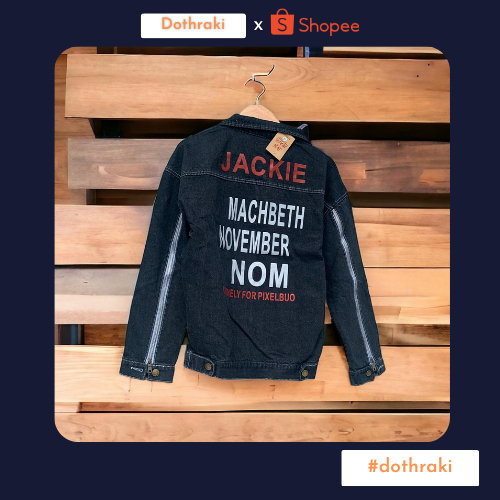 Áo Khoác Jean Đen Nam Nữ Form Rộng Hàn Quốc Bụi Bặm,Chất Denim Bò Dày Xịn,Họa Tiết In Chữ,Phong Cách Unisex - Đường Phố