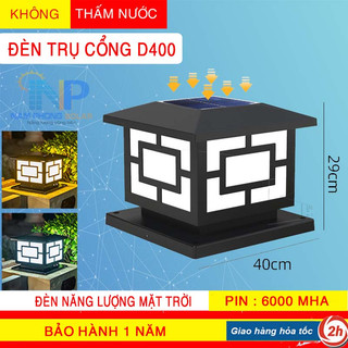 Đèn trụ cổng năng lượng mặt trời đèn cột cổng sân vườn cao cấp kích thước 40cm