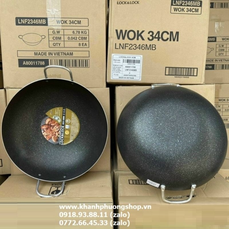 chảo vân đá lock&lock 2 quai 34cm - chảo vân đá lock&lock