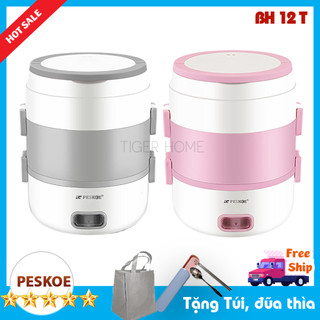 Hộp Cơm Hâm Nóng Và Nấu cơm Inox 3 Tầng, Hộp cơm cắm điện Làm Nóng Bằng Hơi Nước Siêu Tốc model 2021 Tặng Full đồ