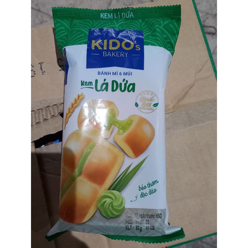 Bánh Mì Tươi KIDO 6 Múi vị Dâu Việt Quất và vị kem Lá Dứa lốc 5 bánh