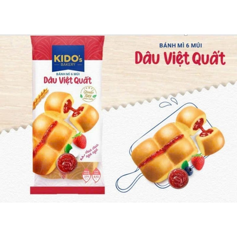 Bánh Mì Tươi KIDO 6 Múi vị Dâu Việt Quất và vị kem Lá Dứa lốc 5 bánh