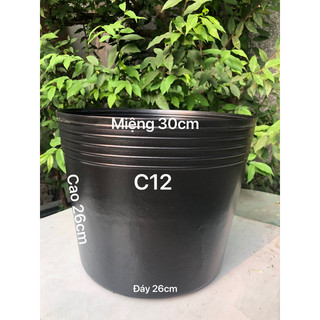 { 50 Cái } Chậu Nhựa Trồng Cây C12 Đen Loại Dày Dặn 30x26