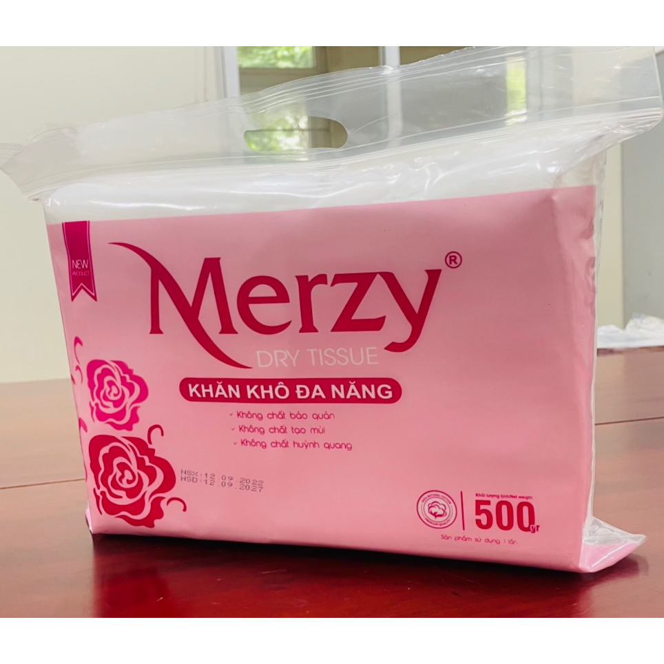 Khăn khô đa năng cho bé Merzy diệt khuẩn tia cực tím dùng thay khăn sữa cho bé 500 Gram Kích Thước 14x19 Cm