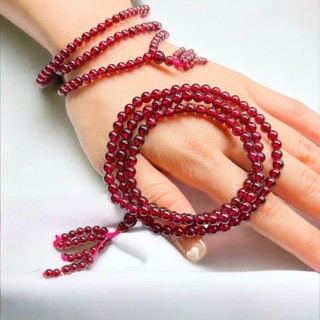 Vòng Tay Gar_net Hồng Lựu Quấn Ba Vòng Size 4mm