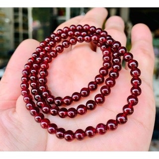Vòng tay chuỗi ngọc hồng lựu đỏ quấn 3 vòng size 5mm