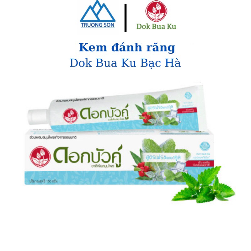 Kem đánh răng thảo dược Dok Bua Ku FRESH & COOL  40G/100G/150G giúp giảm ê buốt răng cho hơi thở thơm mát