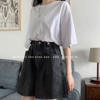 Quần Short Ngố Ống Rộng Bigsize, Xám 3004, Lưng Cao Có Đai Giảm Eo, Không Giãn