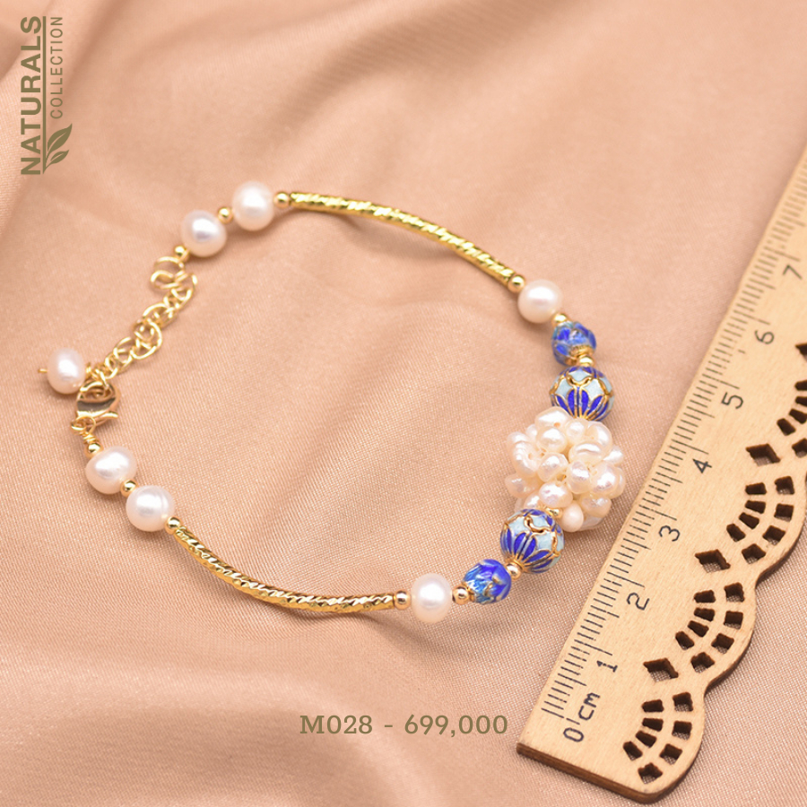 Vòng tay trang sức cao cấp phối hợp mạ vàng 18K Naturals Collection thiết kế sang trọng, tinh tế - Handmade Chuẩn xuất k