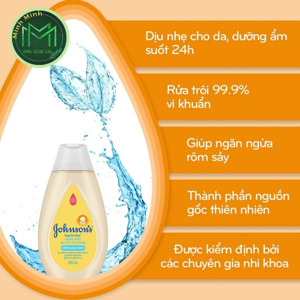 Sữa Tắm Gội Toàn Thân Johnson Baby Chai 200ml Nhẹ Dịu Cho Làn Da Bé