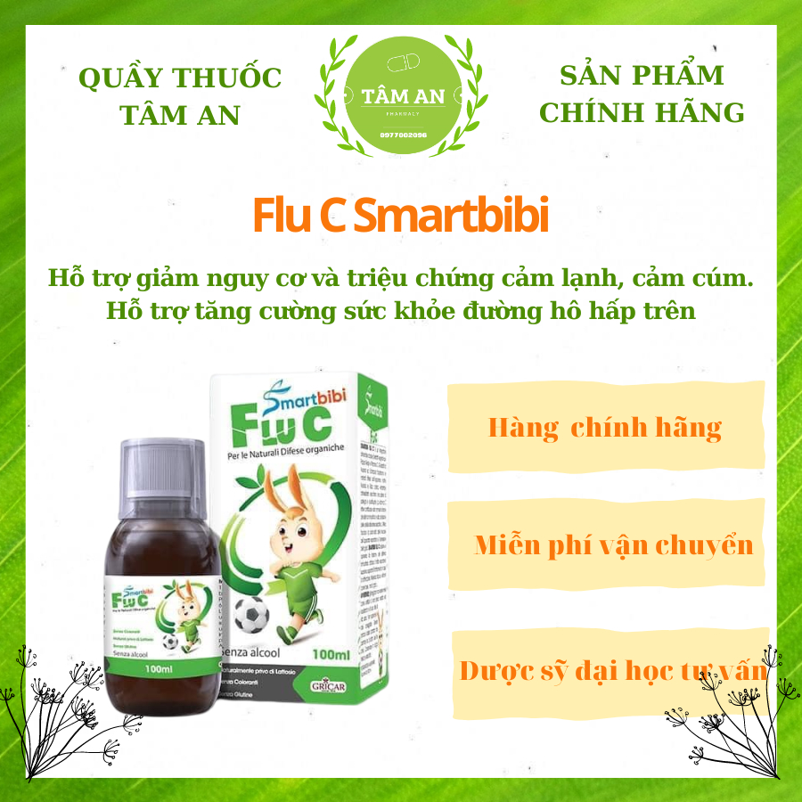 Siro Flu C Smarbibi- Hỗ trợ phòng ngừa và giảm triệu chứng cảm cúm, cảm lạnh Lọ 100ml
