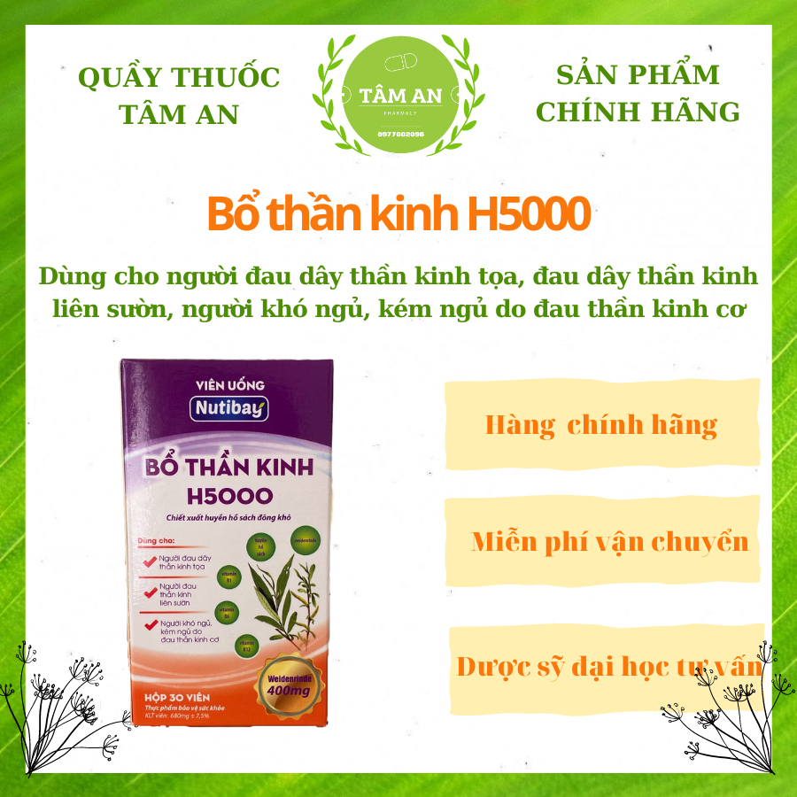 Viên uống Bổ thần kinh H5000 Hộp 30 viên