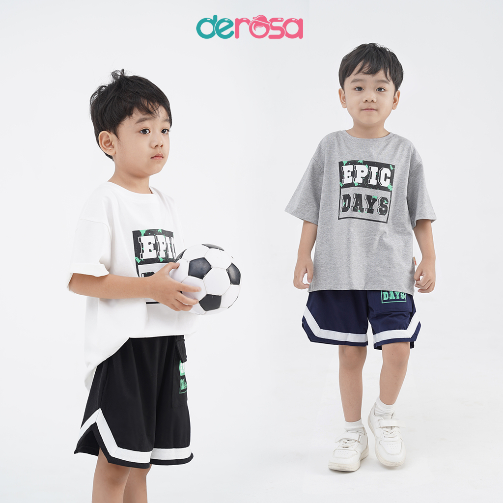 Bộ thun cộc tay bé trai DEROSA KIDS cho bé từ 2 đến 6 tuổi ZSK23-132B