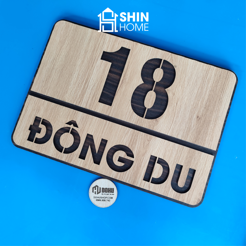 Bảng gỗ số nhà làm theo yêu cầu có băng keo dán (lắp đặt nơi có mái che)
