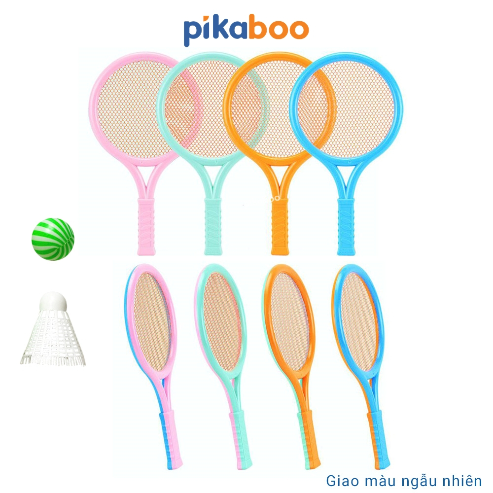 Vợt cầu lông trẻ em đồ chơi thể thao có 2 vợt 1 quả bóng 1 quả cầu Pikaboo an toàn cho bé từ 3 tuổi