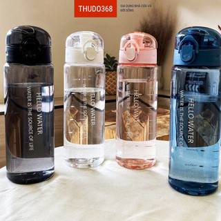 Bình đựng nước nhựa thể thao, tập gym đẹp cute dễ thương HELLO WATER 780ml