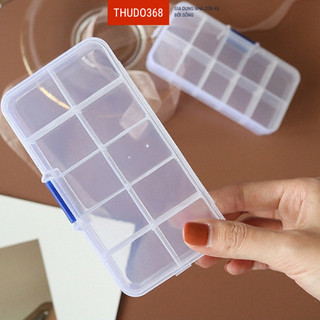 Hộp nhựa 10 ngăn lưu trữ bông tai, đồ trang sức, các vật nhỏ, ô thắp lắo theo ý muốn
