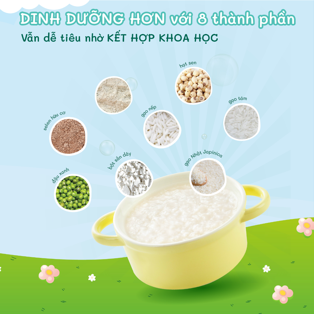 Combo ăn dặm Mabu tăng thô tháng 6 - 8 (2 bột ăn dặm 400g + 1 cháo hạt vỡ 400g), bột cháo nấu ăn dặm cho bé