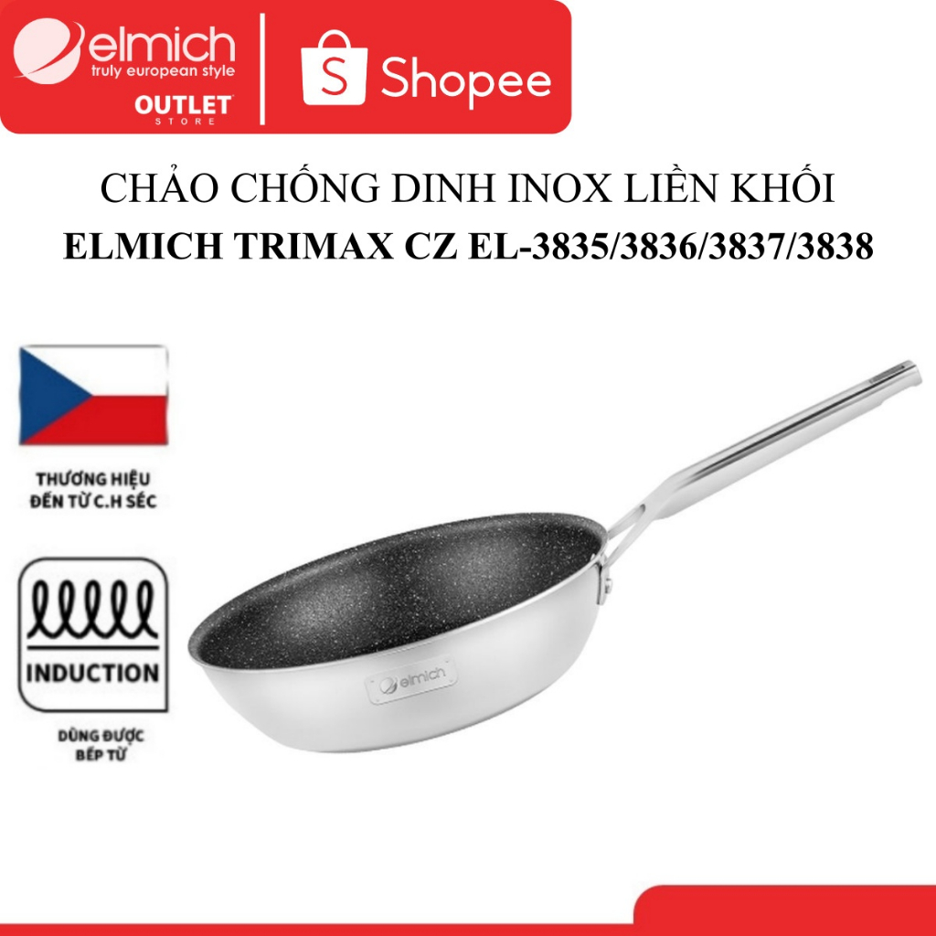 Chảo Chống Dính Inox 304 Đáy Từ Tri-Max CZ Vân Đá 20cm/24cm/26cm/28cm …