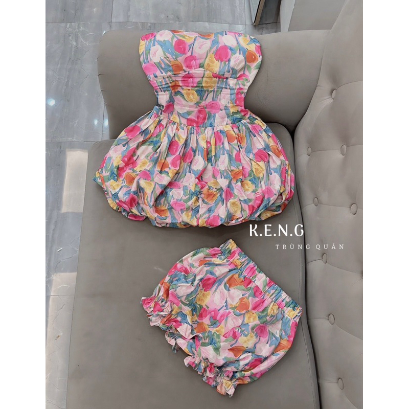 Set váy cúp hoa nhí