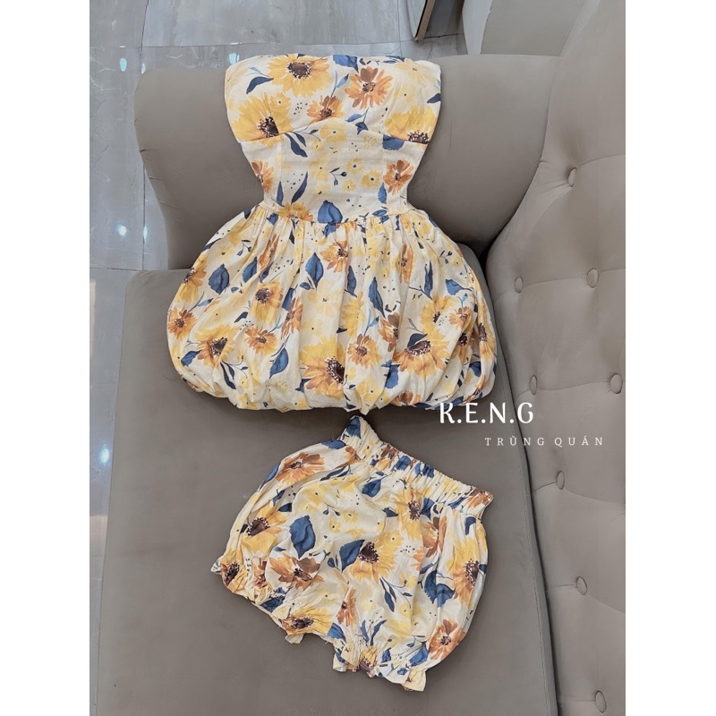 Set váy cúp hoa nhí
