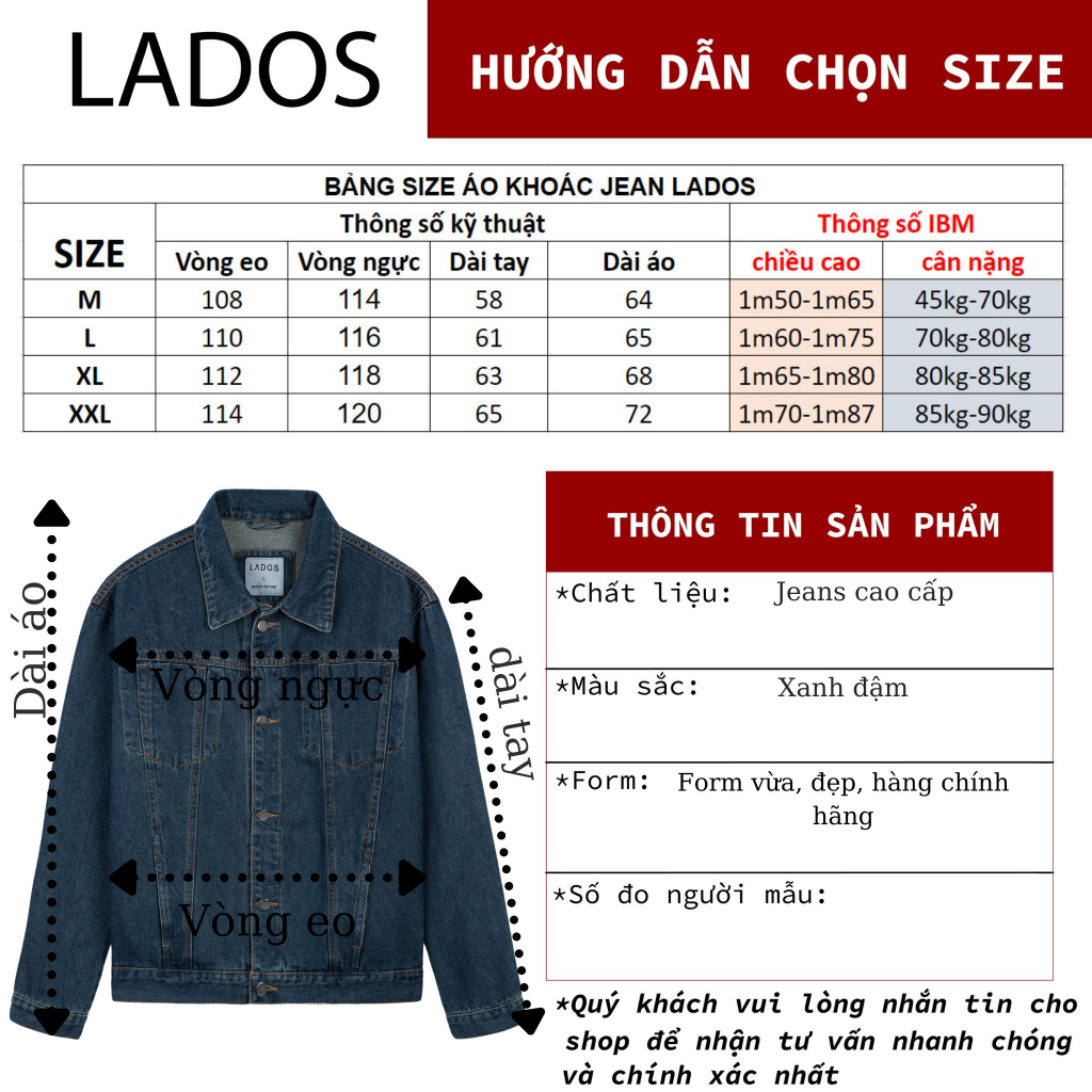 Bộ quần áo denim nam màu xanh vintage LADOS - 7100 vải jean dày dặn, phong cách, cá tính, dễ phối đồ, cao cấp