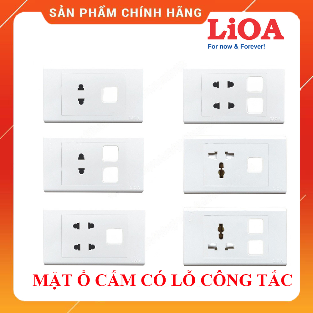 Mặt Ổ Cắm Điện LiOA Âm Tường Có Lỗ Công Tắc Lắp Trong Nhà 1-2-3 Ổ Cắm