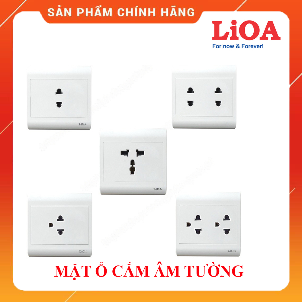 Mặt Ổ Cắm Điện LiOA Âm Tường Lắp Trong Nhà 2-3 Chấu, 1-2-3 Ổ Cắm