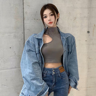 Áo croptop sát nách nữ khoét ngực cổ cao hở vai form ôm QCL1 LuciK Shop AT0082