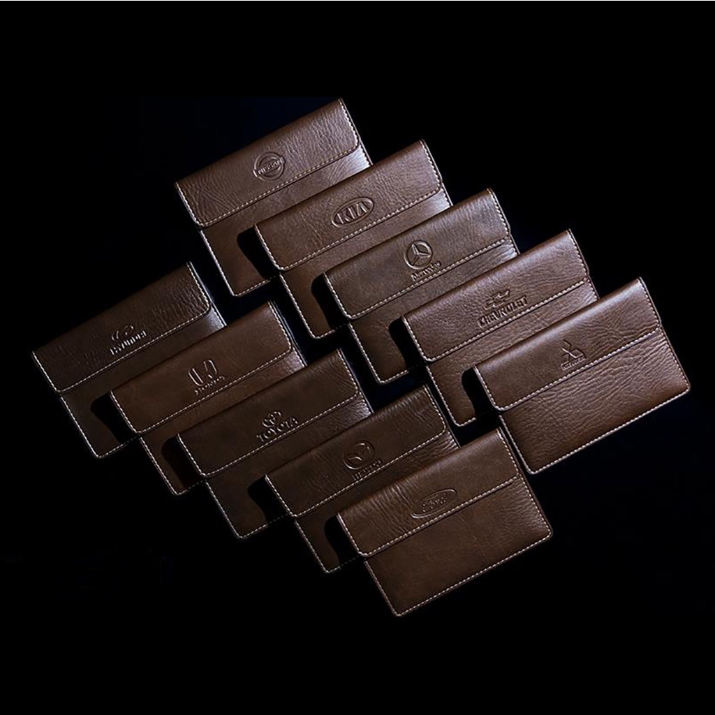 Ví Da Đựng Giấy Tờ Xe Ô Tô, Túi Đựng Giấy Tờ Xe Hơi Dập Logo Các Hãng Cao Cấp Chevrolet, Ford, Hyundai, Honda, Kia, Khôn