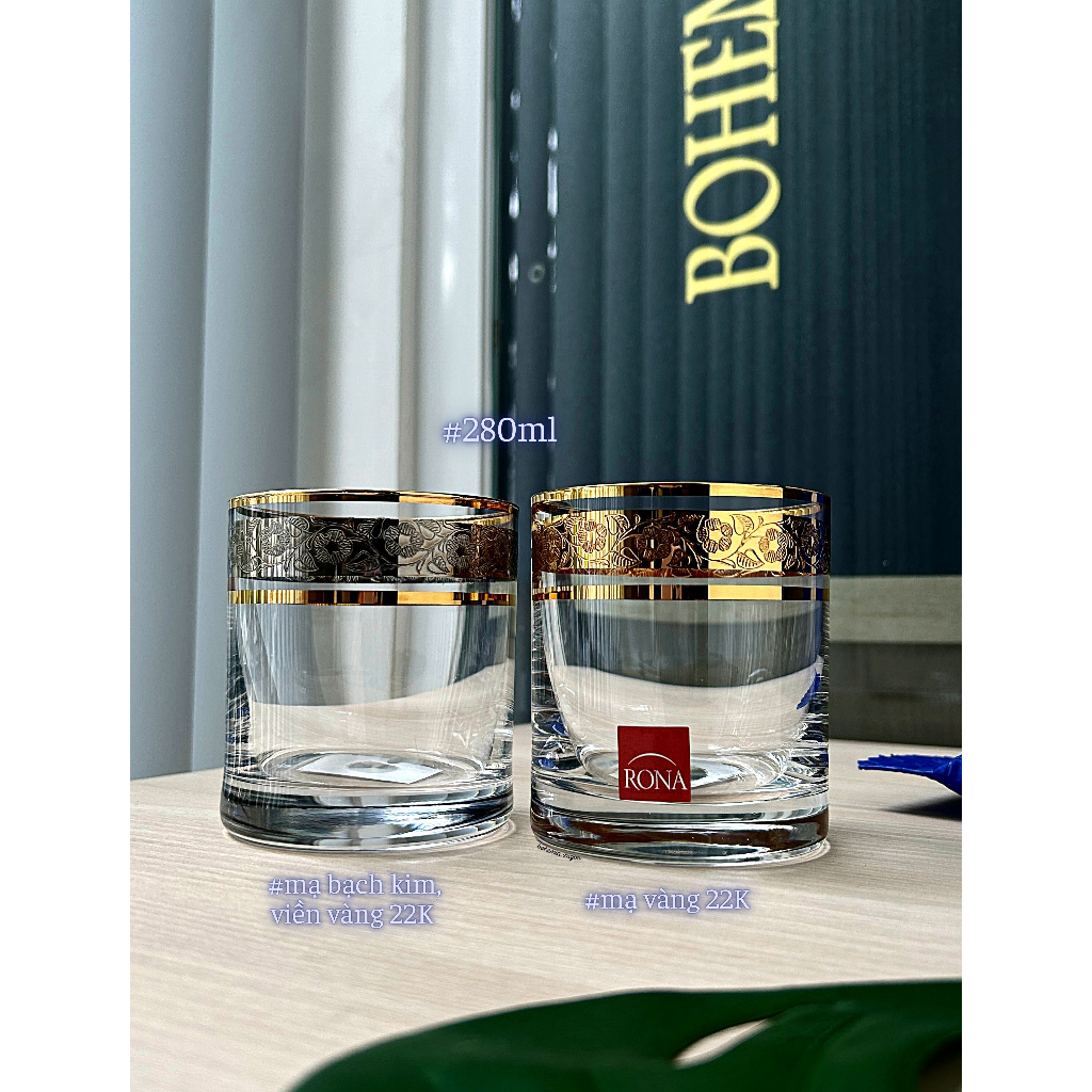 Ly thủy tinh Tiệp khắc mạ vàng 280ml