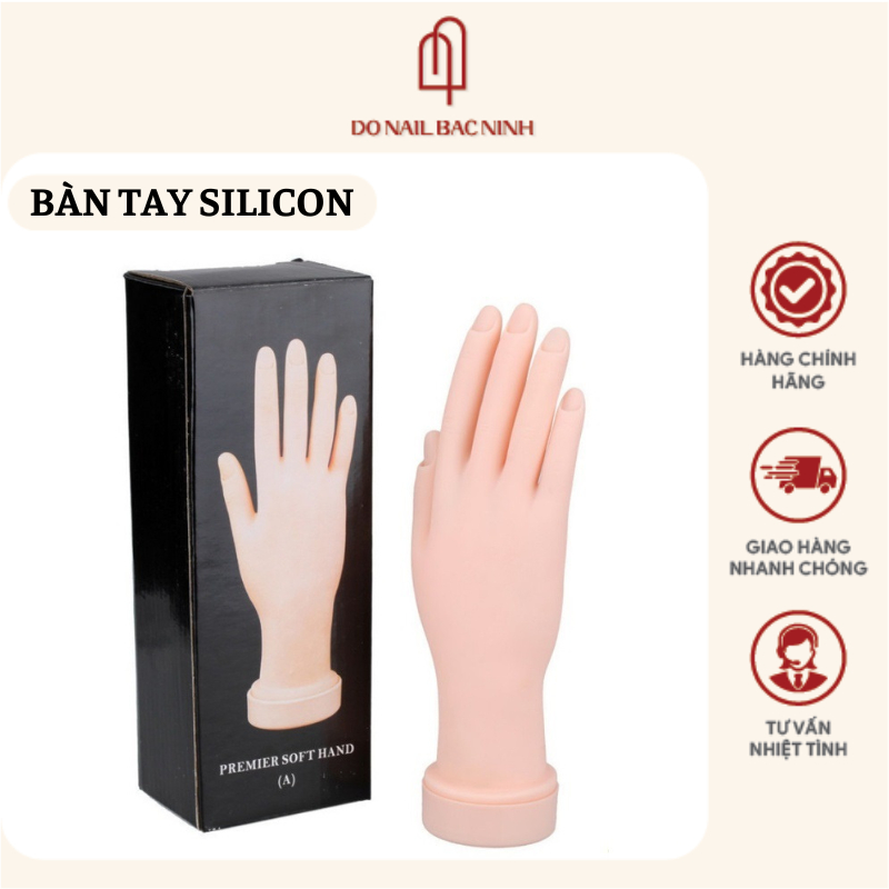 Bàn tay silicon học nail chuyên dụng, loại có khớp dẻo dễ sử dụng